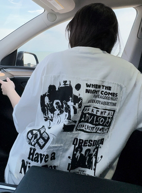 DYXY美式高街2025夏季新款贴布留须设计感小众短袖T恤宽松上衣ins