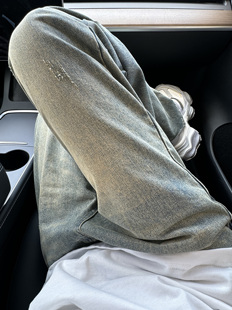 DYXY美式水洗复古直筒牛仔裤男女宽松做旧漏洞宽松休闲长裤潮牌bf