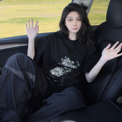 花卉印花设计感男女短袖T恤2025