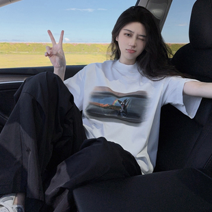 T恤原创设计感潮牌ins男女 短袖 DYXY美式 高街彩虹狗狗印花2025夏季