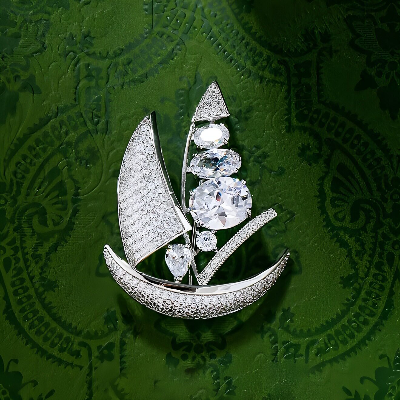 一帆风顺镶钻胸针韩版情侣西服别针时尚高档帆船胸花简约徽章配饰