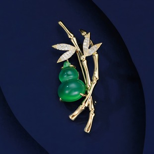 竹报福禄胸针高档女气质优雅葫芦竹子胸花小众设计感别针古风配饰