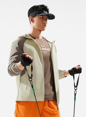 李宁健身系列男子运动风衣常规型防泼水春款运动外套AFDU157-B品