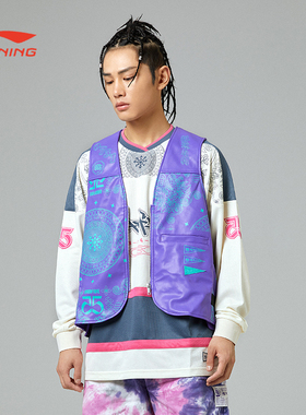 李宁惟楚有材马甲男无袖秋运动马甲时尚舒适休闲马甲AMDR083-B品