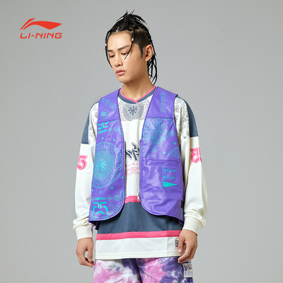 李宁惟楚有材马甲男无袖秋运动马甲时尚舒适休闲马甲AMDR083-B品