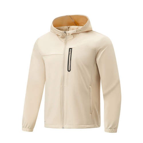 李宁男冬加薄绒连帽透气休闲风衣保暖舒适长袖上衣AFDT631-B品