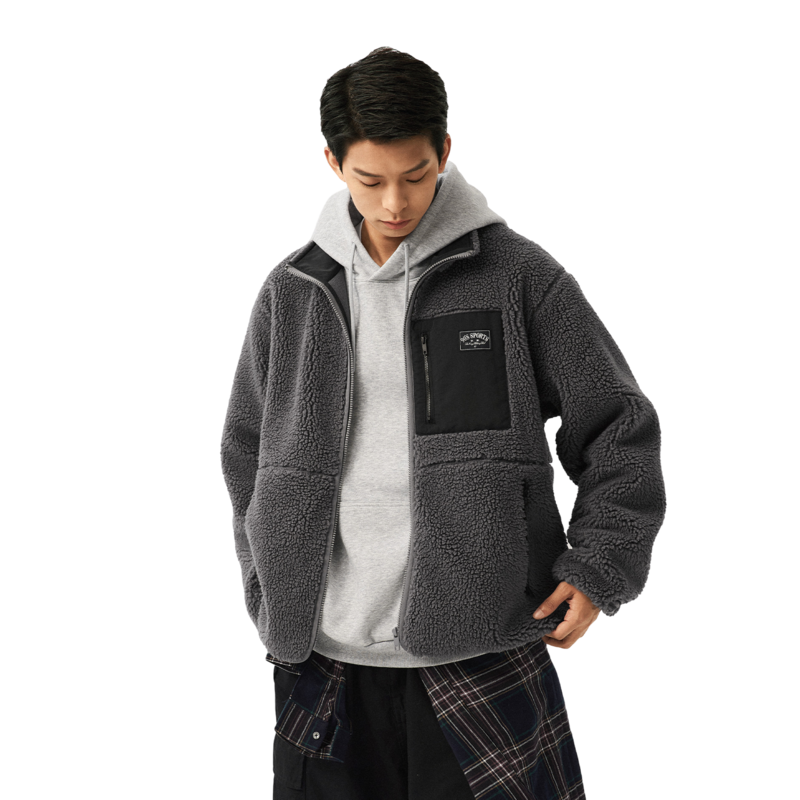 李宁摇粒绒外套冬加绒情侣休闲立领保暖棉服防风运动服男AFDUC95