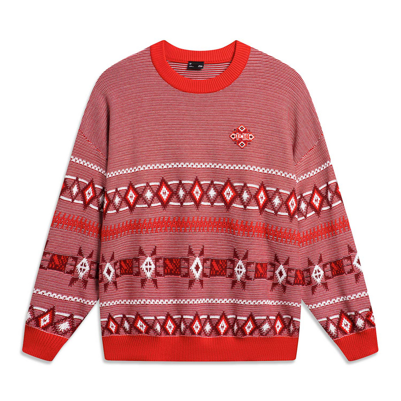 LI-NING/李宁运动生活时尚潮流休闲宽松男子套头编织衫AMBT247