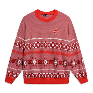 潮流休闲宽松男子套头编织衫 李宁运动生活时尚 AMBT247 NING