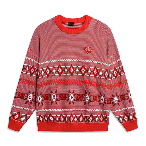 LI-NING/李宁运动生活时尚潮流休闲宽松男子套头编织衫AMBT247