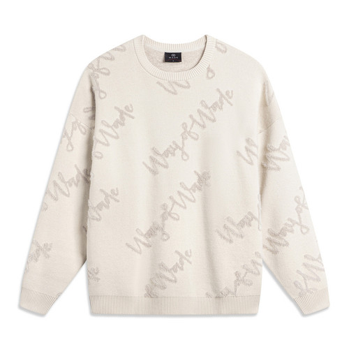 李宁编织衫男春韦德系列舒适百搭宽松套头无帽编织衫AMBU001-B品