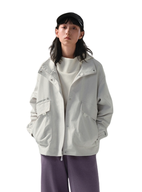 李宁CF溯夹克女士秋季新款宽松休闲百搭梭织工装外套AJDU284-B品