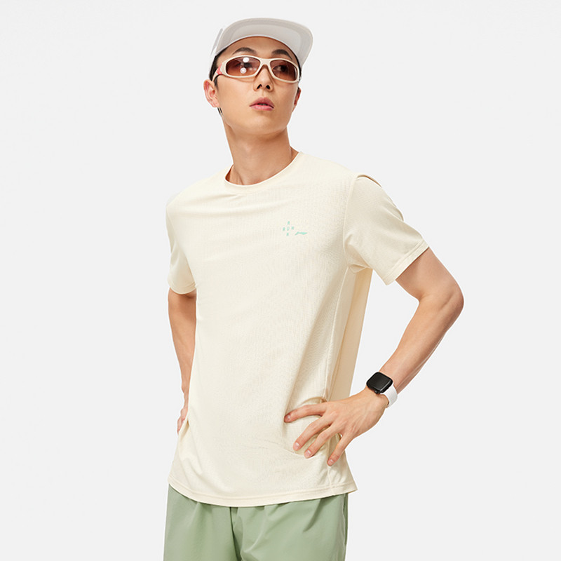 李宁短袖秋男子跑训系列舒适透气圆领常规休闲短袖T恤ATSU051-B品