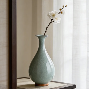 景德镇陶瓷器宋式 饰摆件高级感 美学客厅插花电视柜玄关花瓶桌面装
