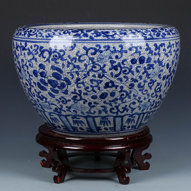 陶瓷手绘仿古睡莲盆庭院荷花缸