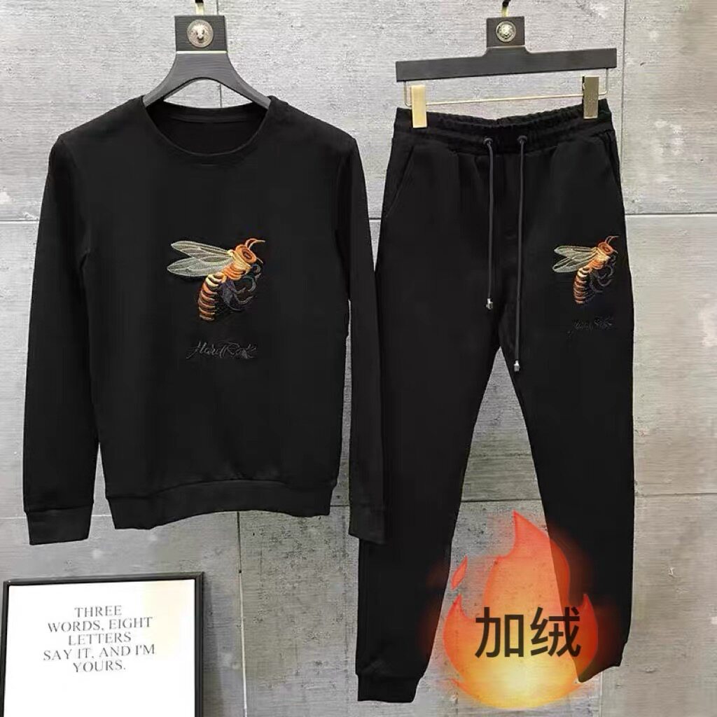 休闲运动套装男士春秋冬新款潮牌刺绣卫衣小直筒长裤韩版男两件套