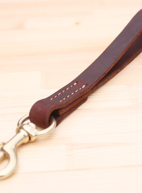 酷迪牵引带狗带狗链子头层牛皮牵引绳一步拉短牵铜扣狗狗用品