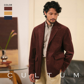 无结构设计 CULTUM纯棉复古灯芯绒西服外套男休闲纯色高级西装