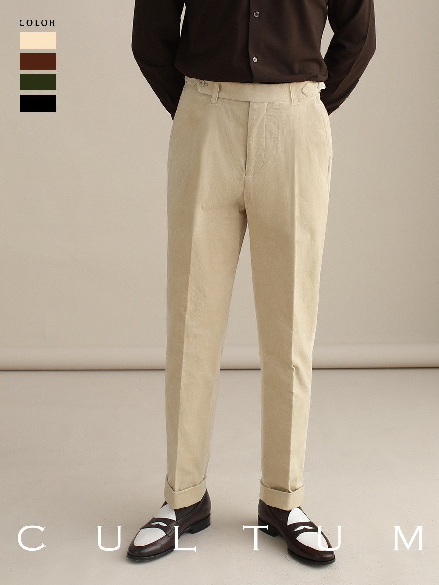 Cultum Italian Naples Retro high waist Corduroy Pants Men's Fall and ...