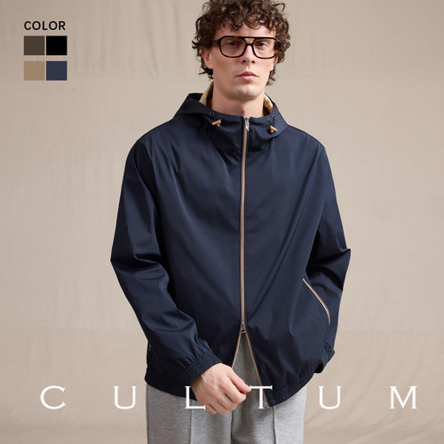CULTUM商务休闲男防泼水连帽夹克