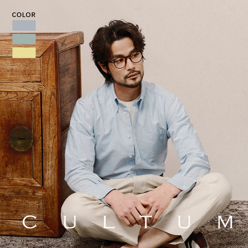 水洗牛津纺纽扣领长袖休闲衬衫