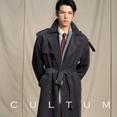 保暖外套 CULTUM秋冬复古IVY战壕骑士风衣男中长款 纯棉灯芯绒