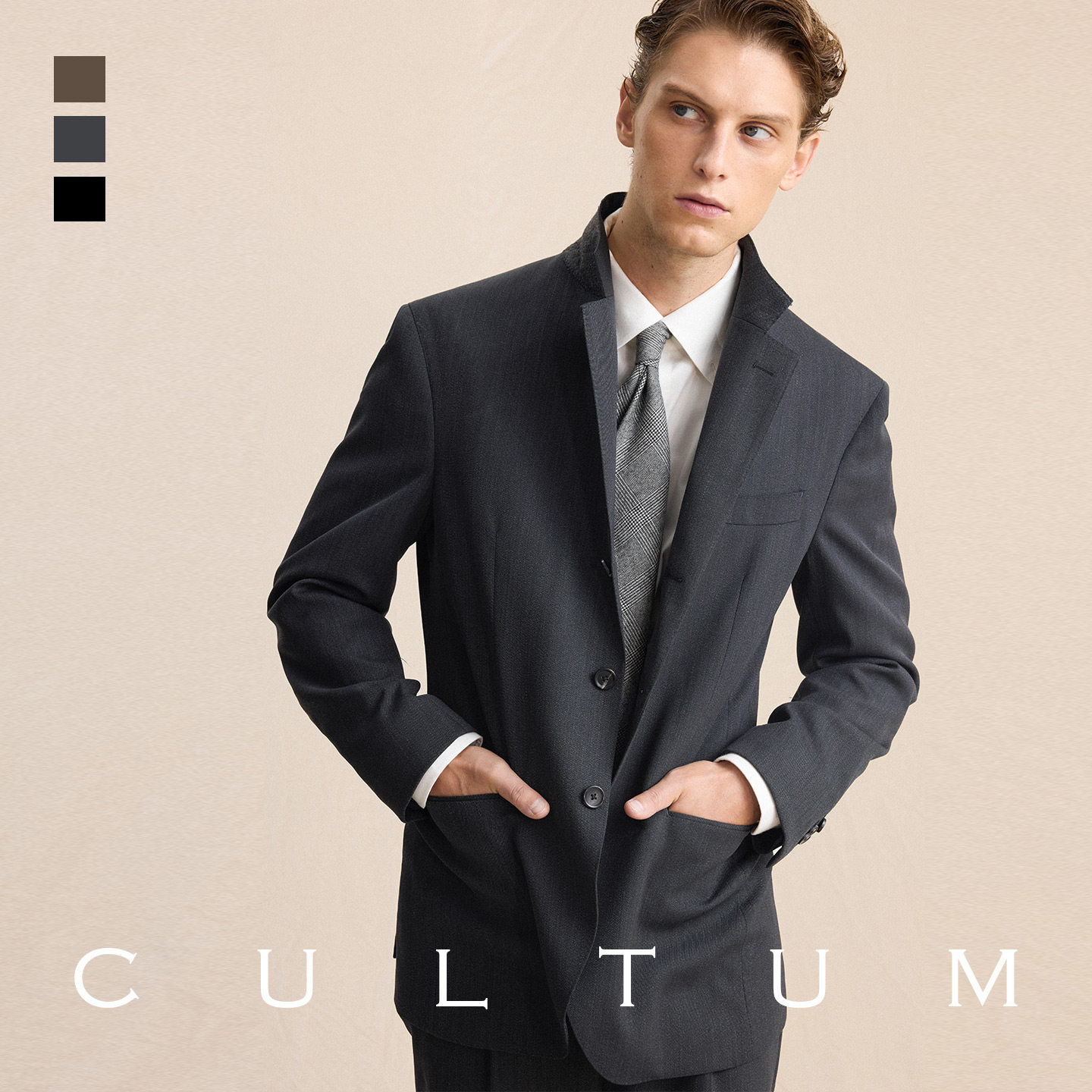 【70精纺羊毛】CULTUM意式复古那不勒斯秋冬易打理单排西服套装男