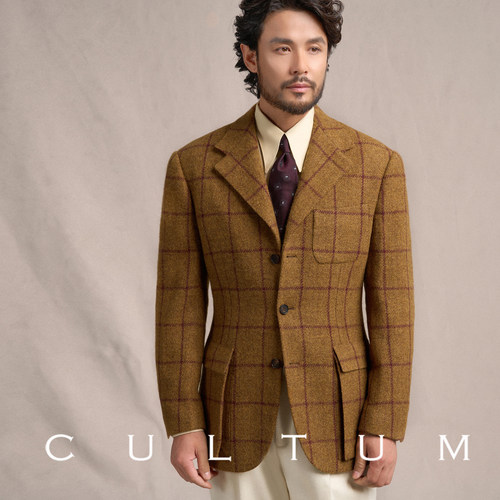 CULTUM全羊毛大窗格重磅男士西服