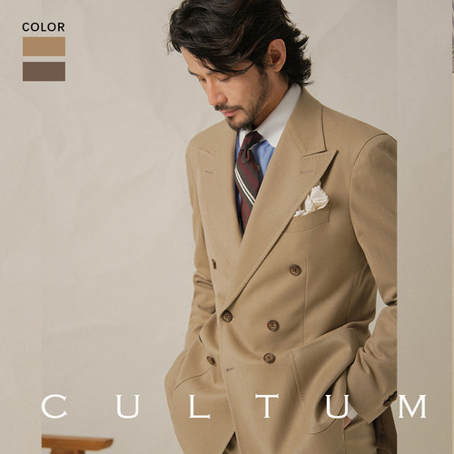 戗驳领双排扣西服套装男士秋季