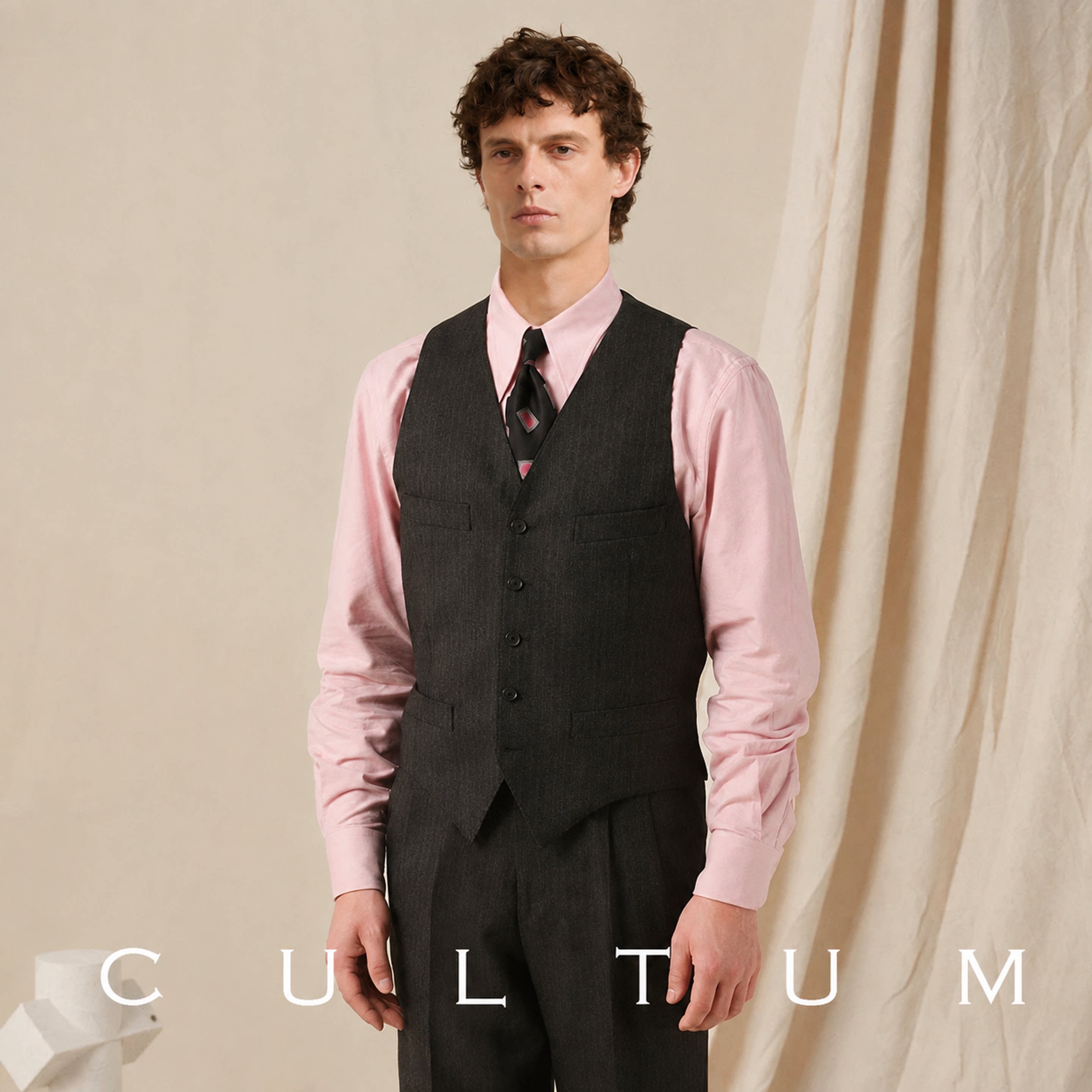 CULTUM 1930s复古加厚精纺全羊毛骑兵呢西服马甲男士休闲商务马夹