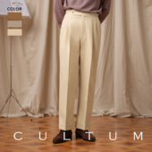 CULTUM秋冬加厚520g重骑兵呢斜纹直筒双褶高腰西裤 精纺羊毛 男