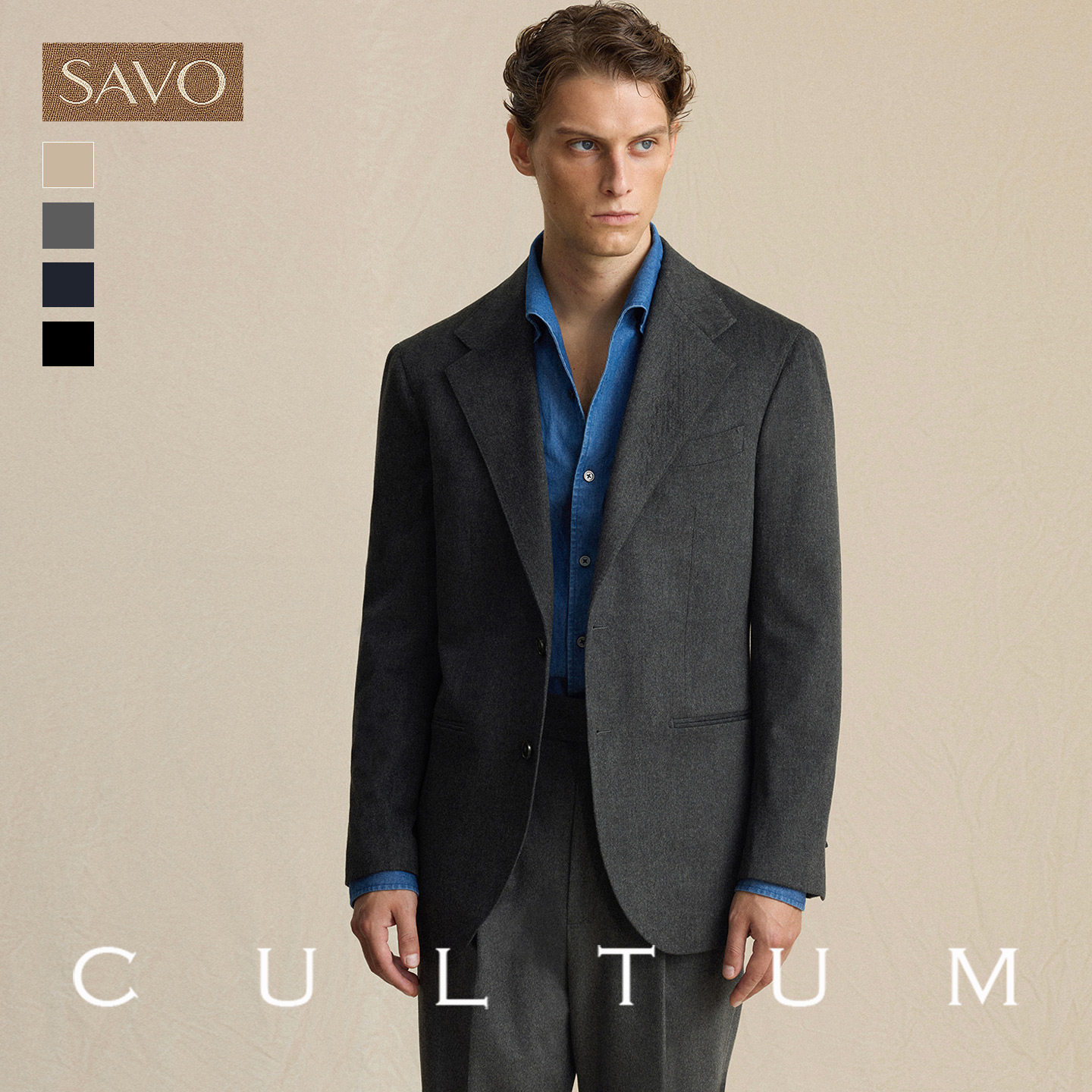 【SAVO系列 柔感羊毛】CULTUM商务休闲单排西服男士正装两件套