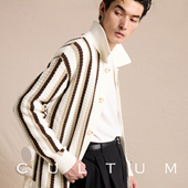 男士 翻领针织衫 CULTUM宽松款 镂空系扣休闲慵懒开衫 100%纯棉