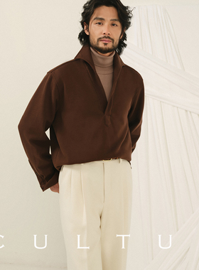 【男女同款】CULTUM半开襟一片领衬衫男随性休闲长袖宽松纯色衬衣