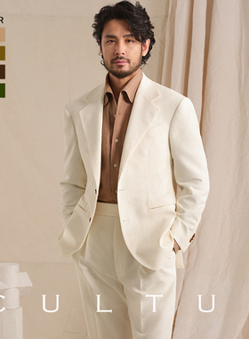 【绅士盔甲 强捻面料】CULTUM亚麻混纺透气西服套装男休闲西装