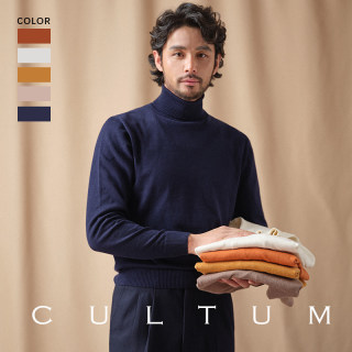 【可机洗棉山羊绒】CULTUM14针高领针织衫男长袖修身内搭打底毛衣