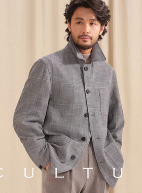 【英伦黑白亲王格】CULTUM秋冬意式经典西装领法式夹克男休闲外套