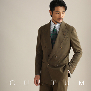 男 SUITS 老钱风戗驳领双排扣西服套装 1930S宽肩版 CULTUM GOLDEN