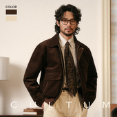 CULTUM全棉灯芯绒美式 A2飞行员夹克翻领外套男春秋高级感休闲上衣