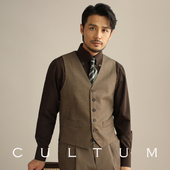 CULTUM单排六粒扣V领西装 西服马夹 商务正装 马甲男套装 侧开衩修身