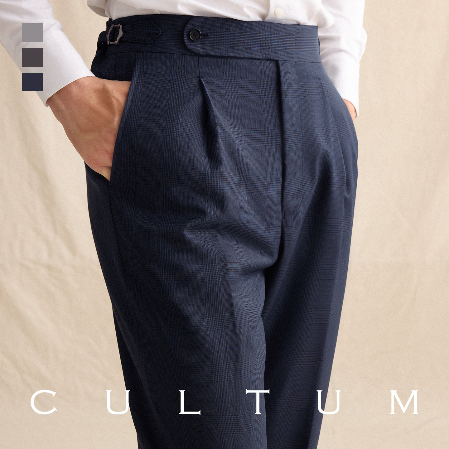 CULTUM 50%羊毛免烫修身直筒亲王格西裤男商务休闲正装西装长裤子
