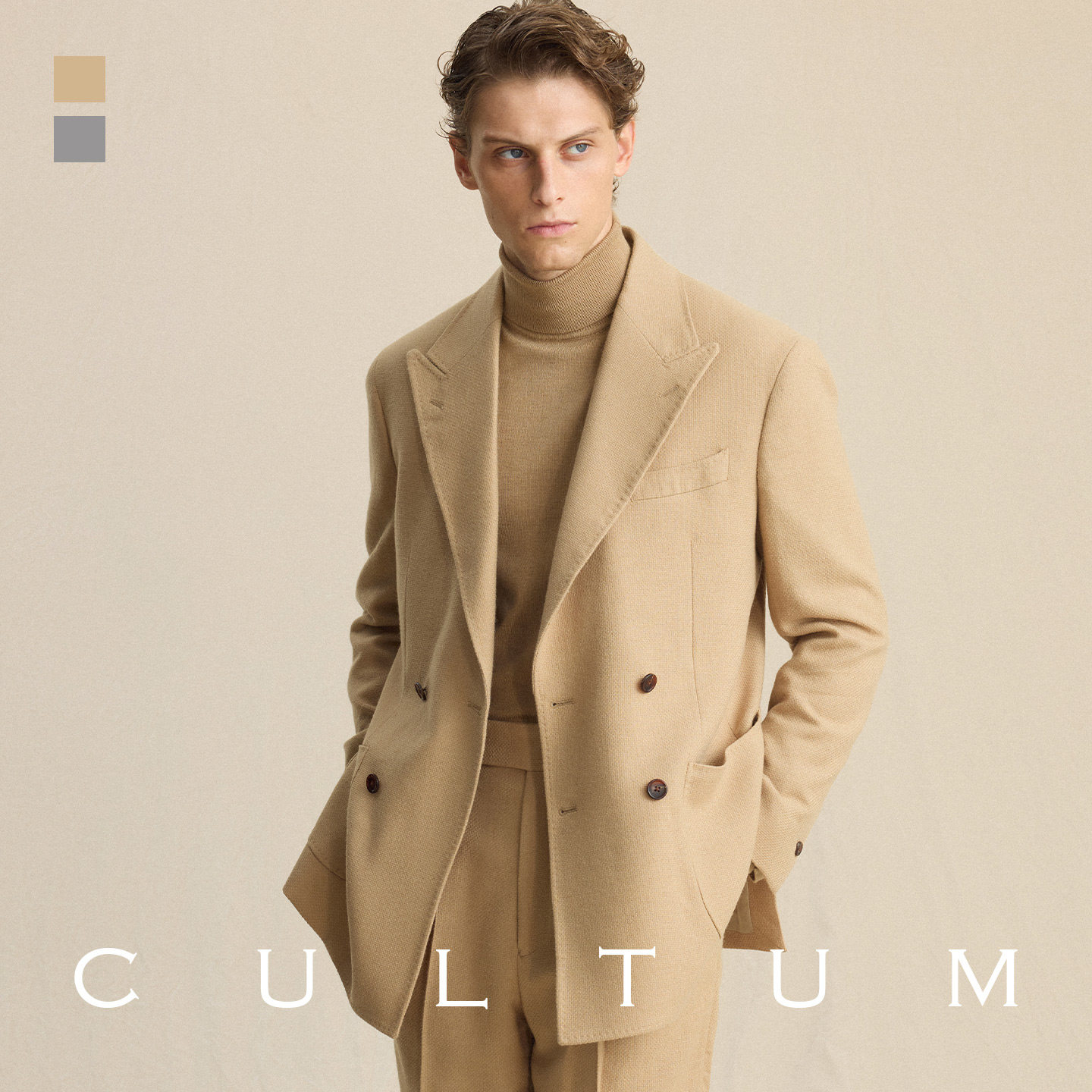 【绵羊毛】CULTUM意式那不勒斯商务休闲西服套装男士正装两件套