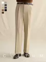 【Long-Lasting Shape Retention】Cultum Fine Twill Double-Pleated Men's Dress Pants, Vintage Casual Hollywood Trousers