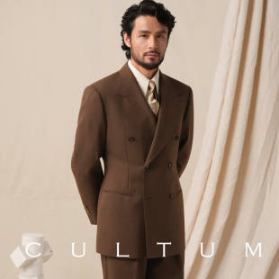 男双排戗驳领西装 CULTUM 1930s复古精纺羊毛加厚骑兵斜纹西服套装