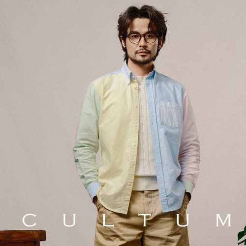 CULTUM拼色全棉牛津纺长袖衬衫