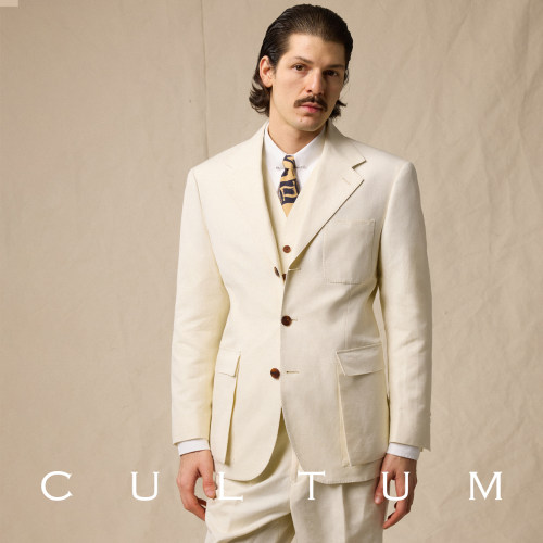 CULTUM春夏棉亚麻商务休闲西服套
