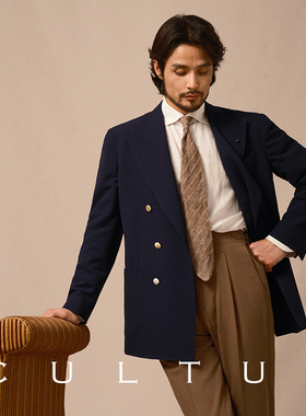 【透气半里泡泡纱】双排扣戗驳领布雷泽西服套装男休闲blazer西装