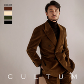商务休闲复古条绒西装 CULTUM那不勒斯双排扣灯芯绒西服套装 男冬季
