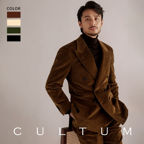 CULTUM灯芯绒戗驳领西服套装