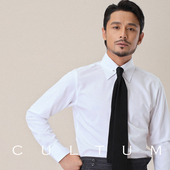 CULTUM带领针免烫长袖 潮流衬衣 修身 白色衬衫 男商务绅士大尖领韩版